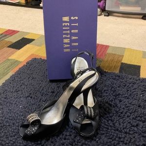Stuart Weitzman, black, 8-1/2 evening shoes.